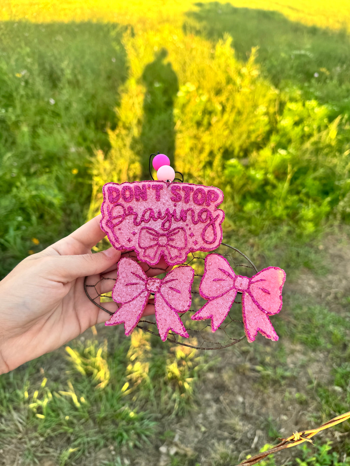 Don’t stop praying freshie & Bow vent clip set