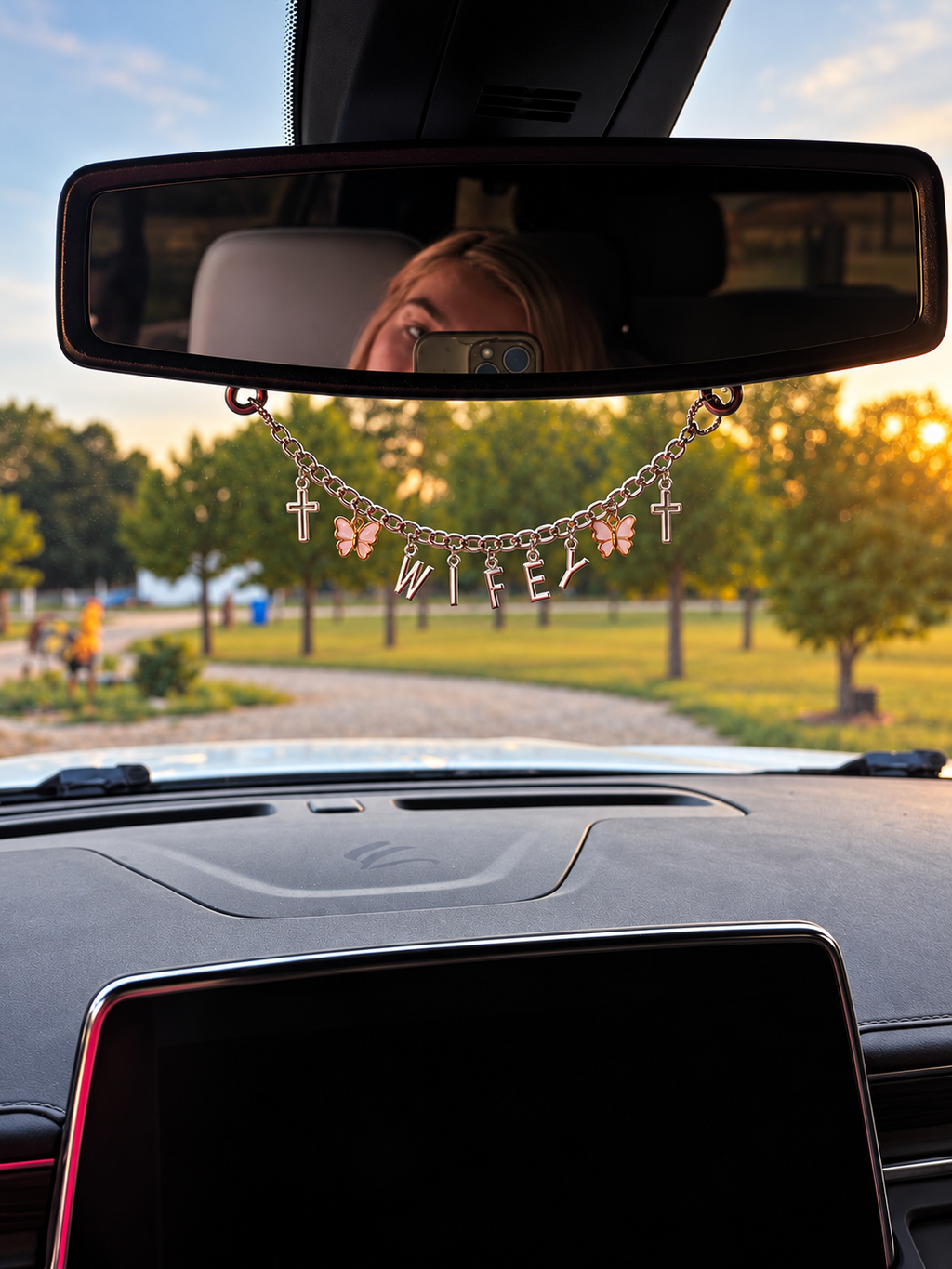 Wifey - butterfly & cross regular car charm