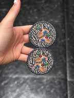 Black or brown VENT CLIP SET - duck Call background with mallards.